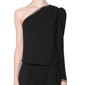 Self portrait embellished one shoulder crepe top sz 4